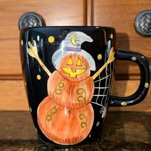 Laurie Gates Gatesware Halloween Pumpkin Snowman Mug